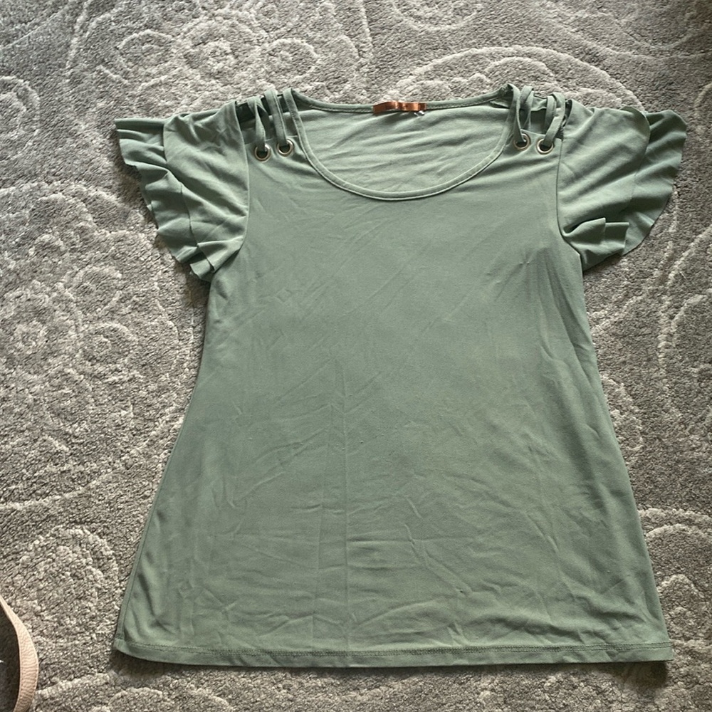 Green colored cold shoulder Top